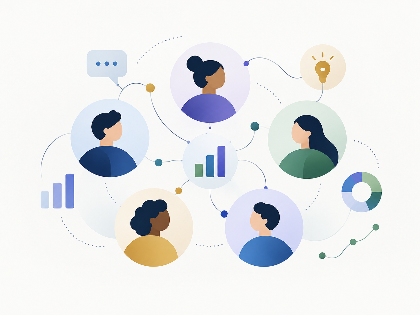 Abstract illustration of people, communication, and engagement analytics